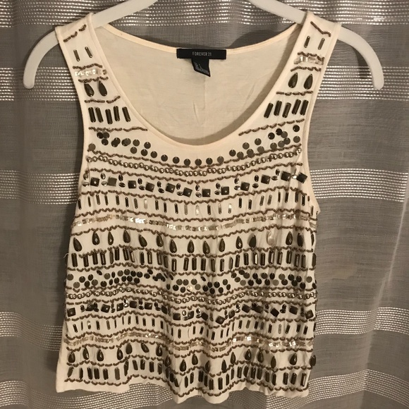 White Embellished Tank Top - Picture 1 of 2
